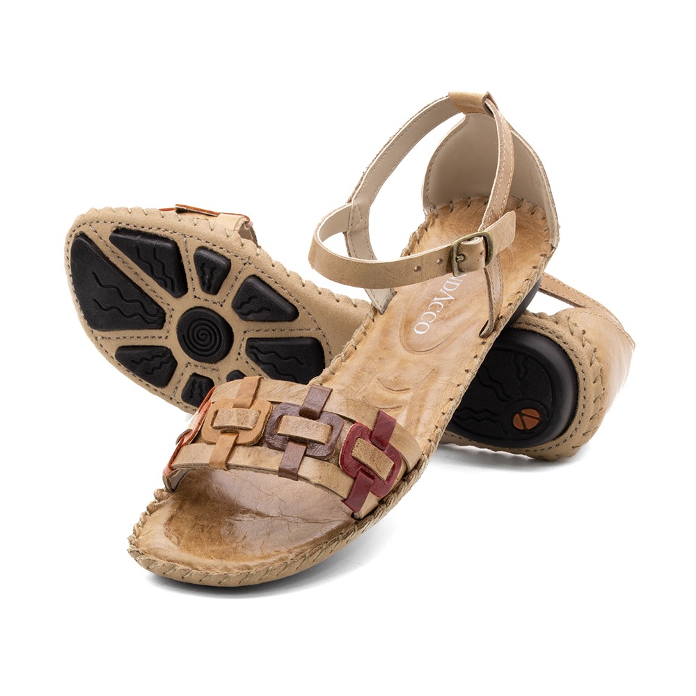 Sandália Rasteira Jade em Couro Crush Tapioca - 12374CTA Sandália Rasteira Jade em Couro Crush Tapioca - 12374CTA