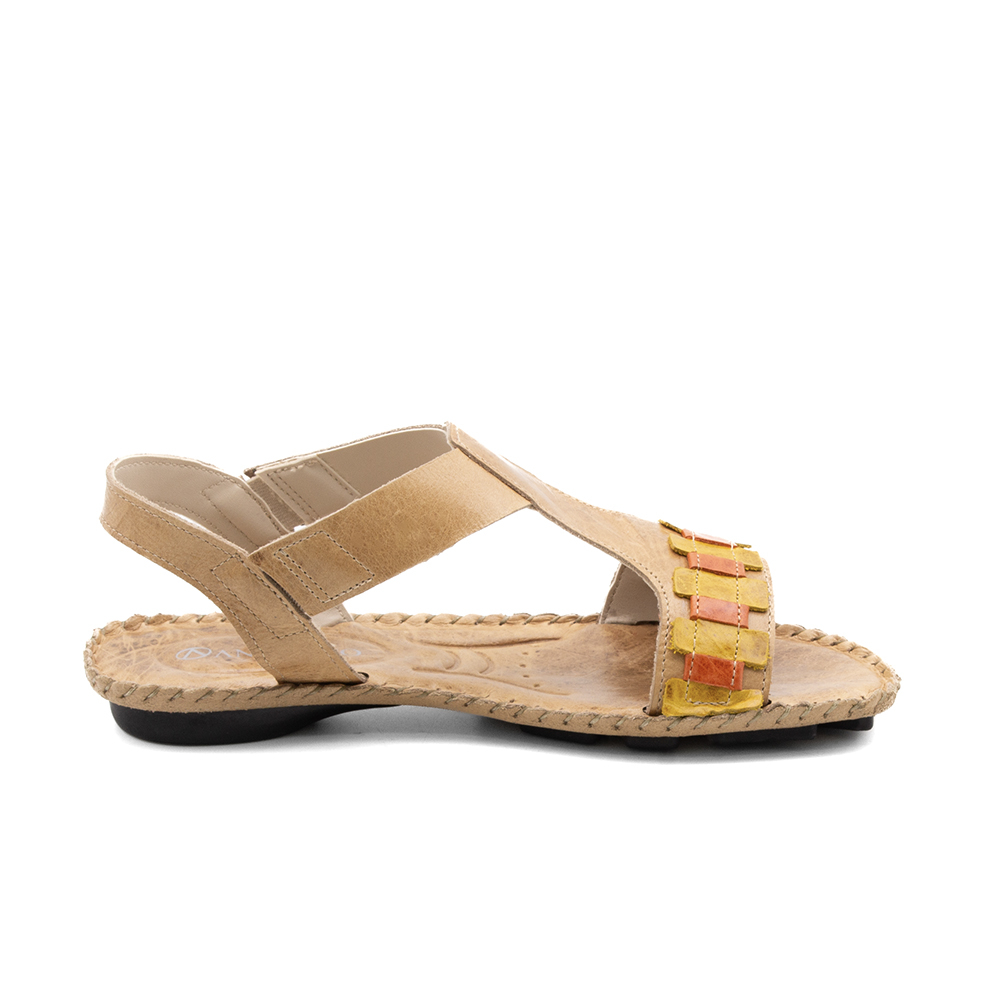 Sandália Rasteira Jade em Couro Crush Tapioca - 12403CT