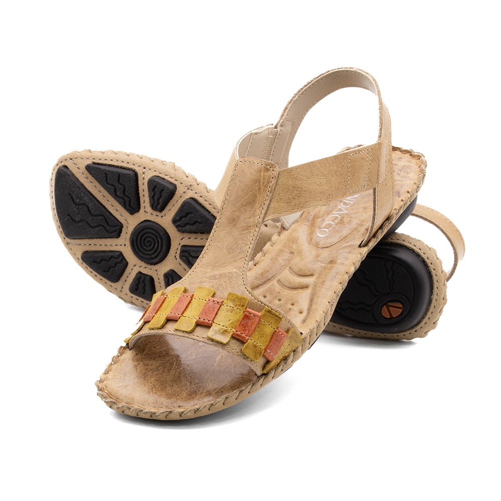 Sandália Rasteira Jade em Couro Crush Tapioca - 12403CT