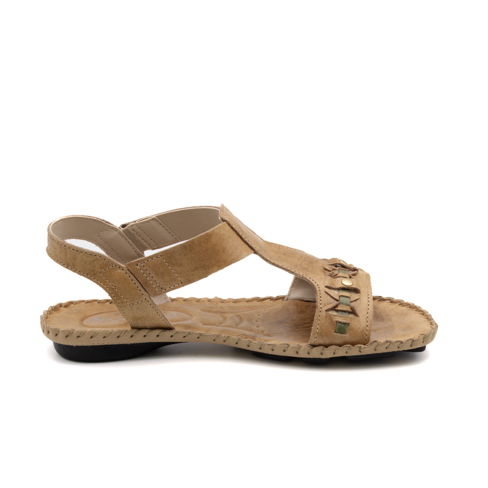 Sandália Rasteira Jade em Couro Crush Tapioca - 12412CT Sandália Rasteira Jade em Couro Crush Tapioca - 12412CT