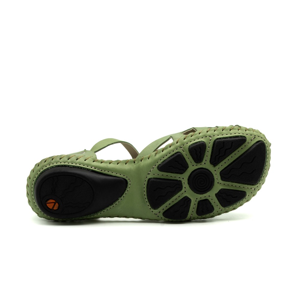 Sandália Rasteira Jade em Couro Gales Verde - 12395GV