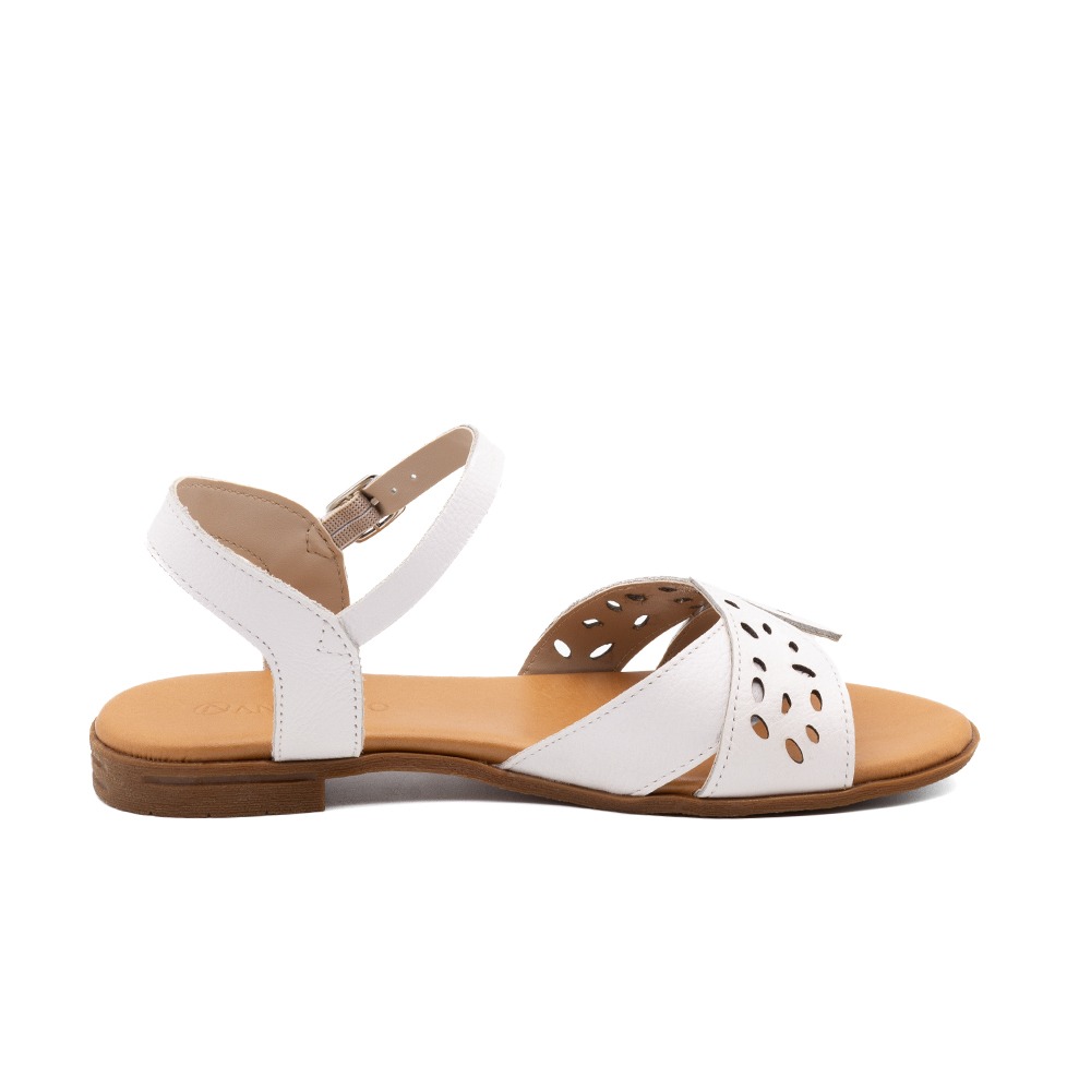 Sandália Rasteira Lisboa em Couro Alfa Branco - 18153AB Sandália Rasteira Lisboa em Couro Alfa Branco - 18153AB