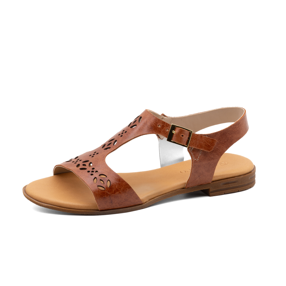 Sandália Rasteira Lisboa em Couro Crush Rust - 18151CR