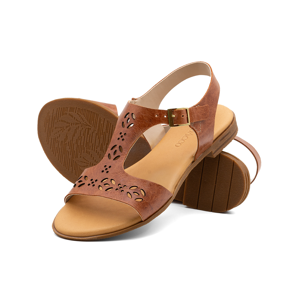 Sandália Rasteira Lisboa em Couro Crush Rust - 18151CR