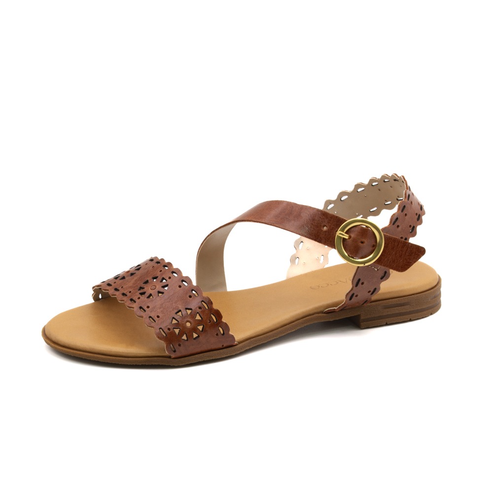 Sandália Rasteira Lisboa em Couro Crush Rust - 18161CR