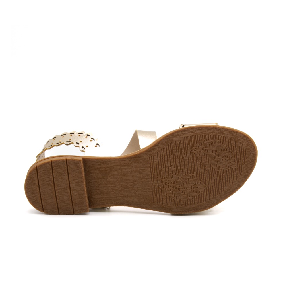 Sandália Rasteira Lisboa em Couro Metalic Ouro - 18161MO