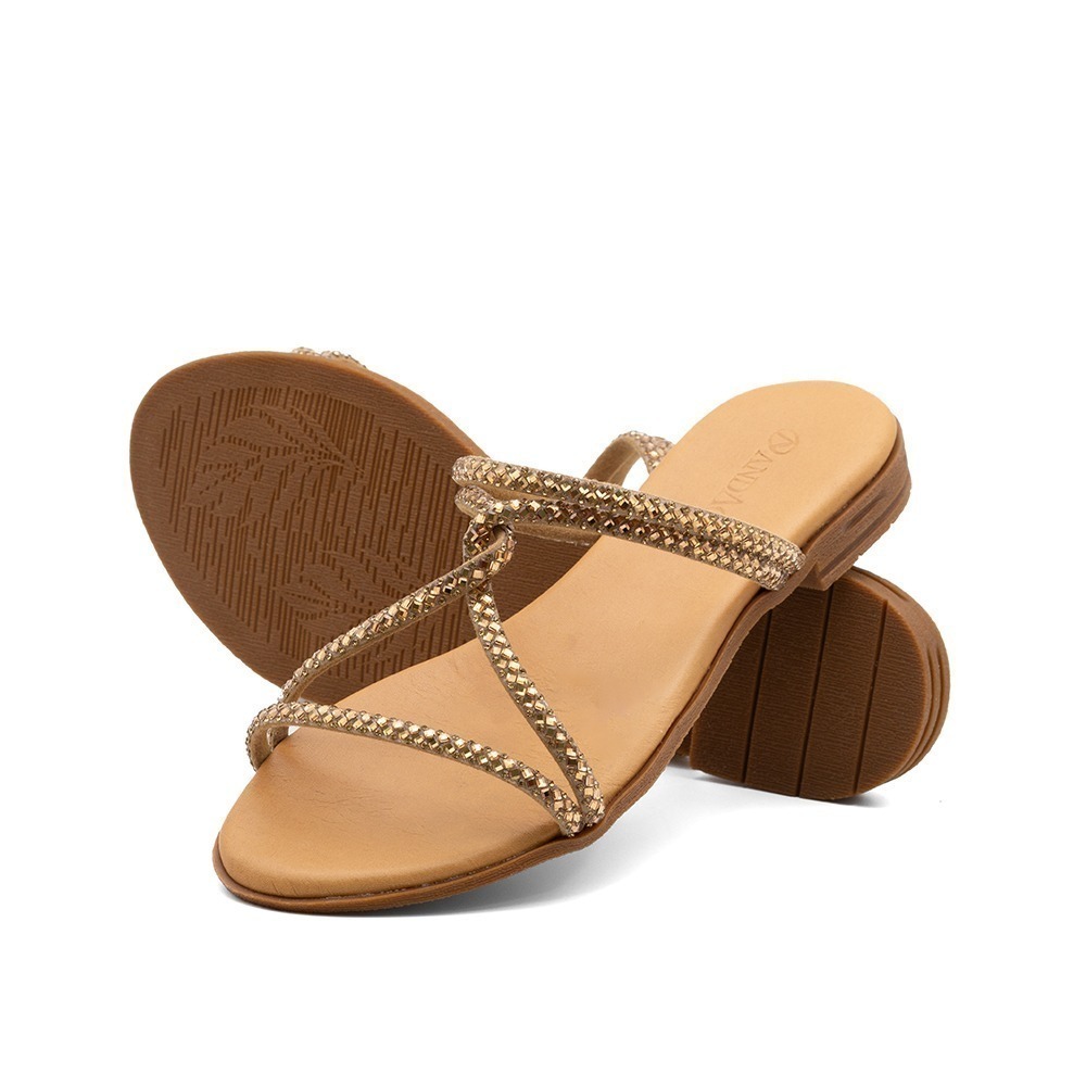 Sandália Rasteira Lisboa Tira Camurça - 18154TC