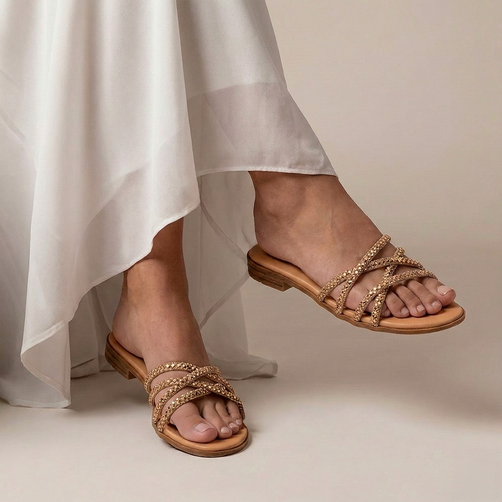 Sandália Rasteira Lisboa Tira Camurça - 18156TC