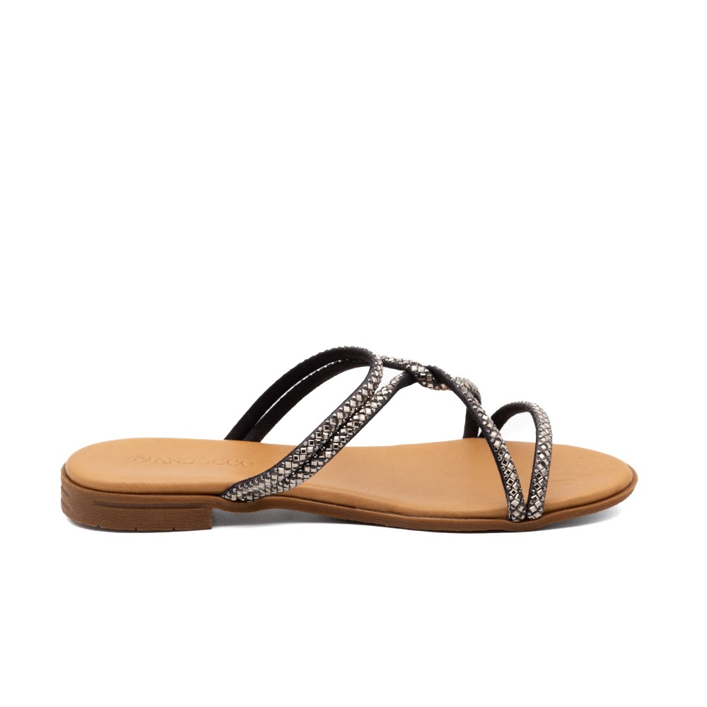 Sandália Rasteira Lisboa Tira Preta - 18154TP