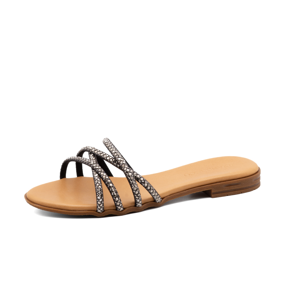 Sandália Rasteira Lisboa Tira Preta - 18156TP