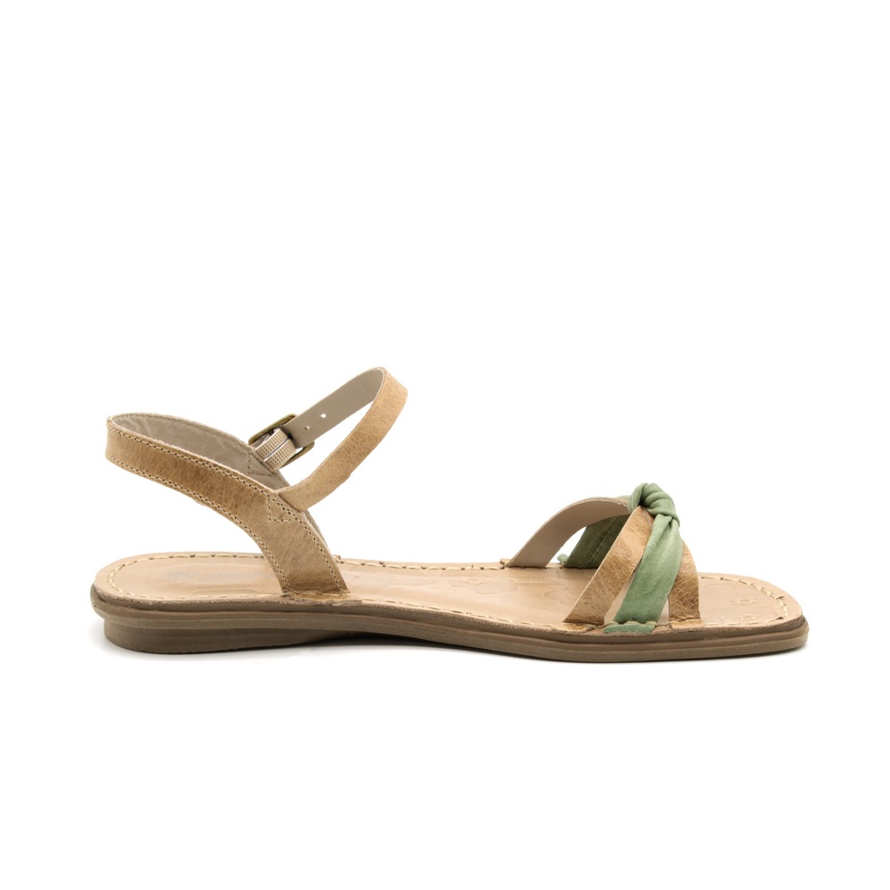 Sandália Rasteira Valira em Couro Crush Tapioca - 15151CT