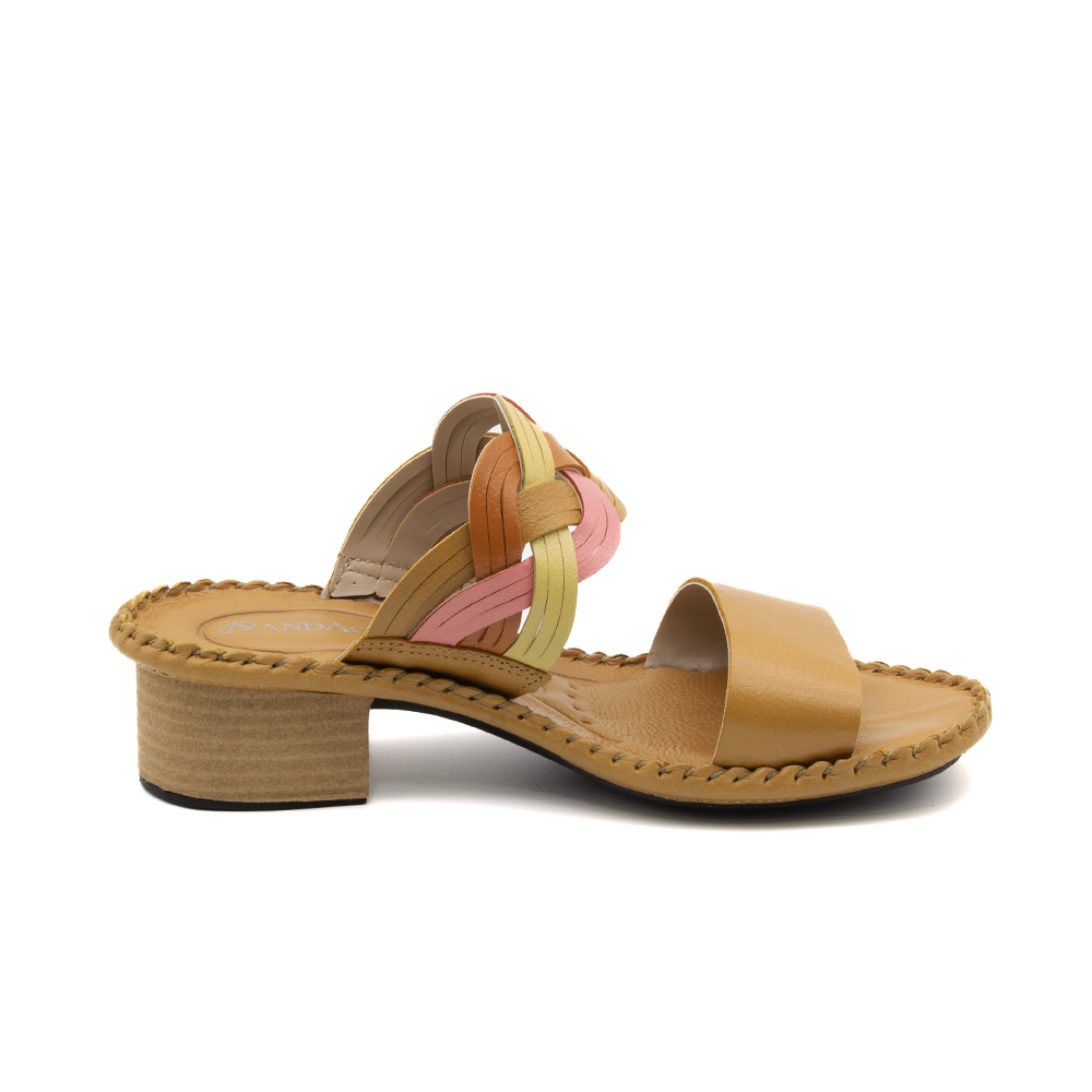 Sandália Salto Clarita em Couro Alfa Cheddar - 16129AC