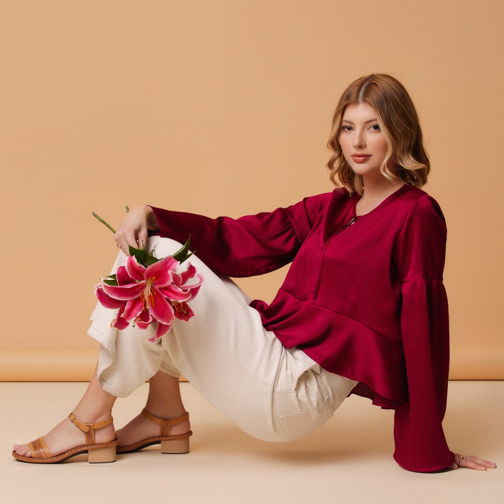 Sandália Salto Clarita em Couro Alfa Cheddar - 16131AC