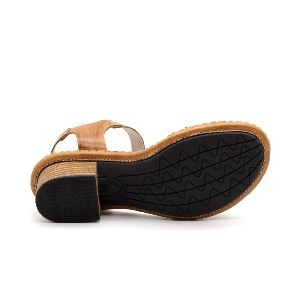 Sandália Salto Clarita em Couro Alfa Cheddar - 16131AC