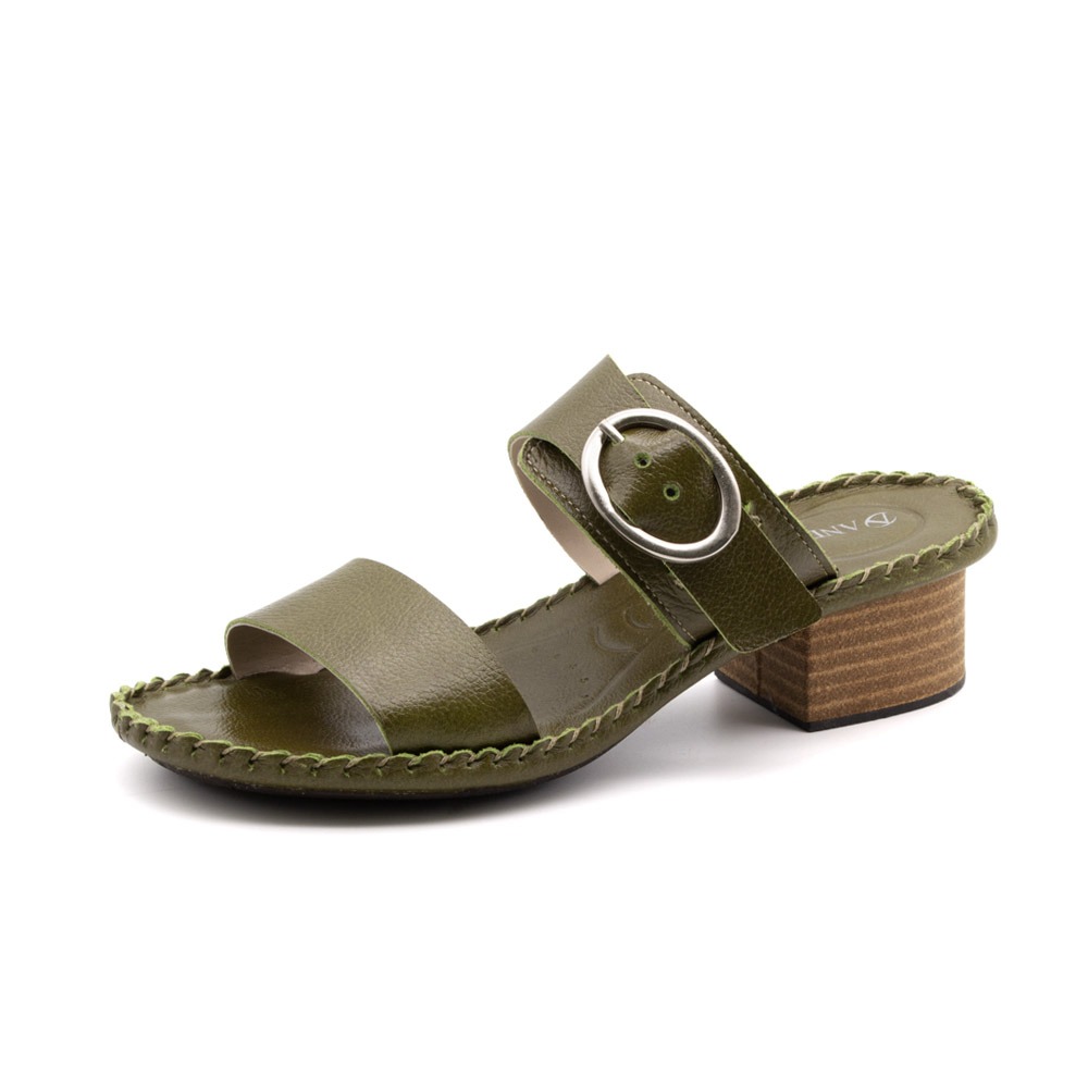 Sandália Salto Clarita em Couro Alfa Grass - 16128AG