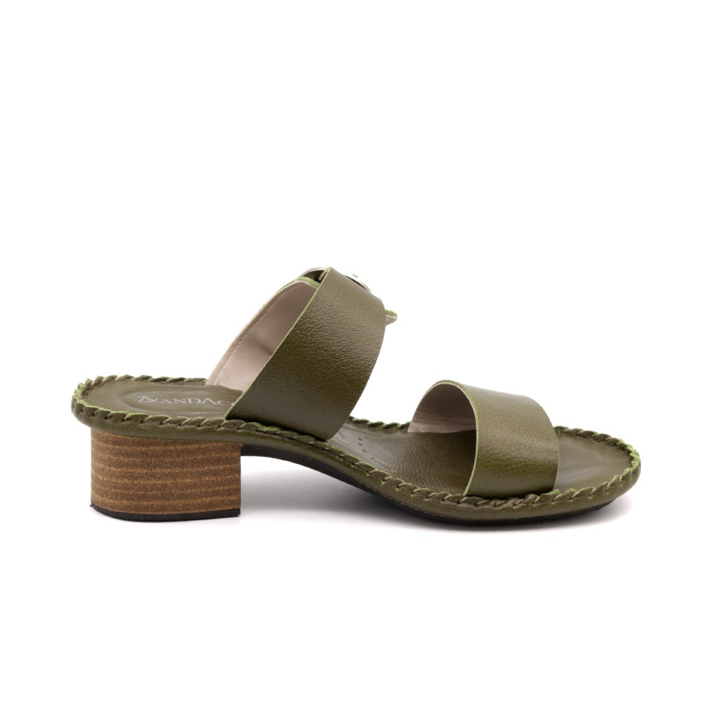 Sandália Salto Clarita em Couro Alfa Grass - 16128AG