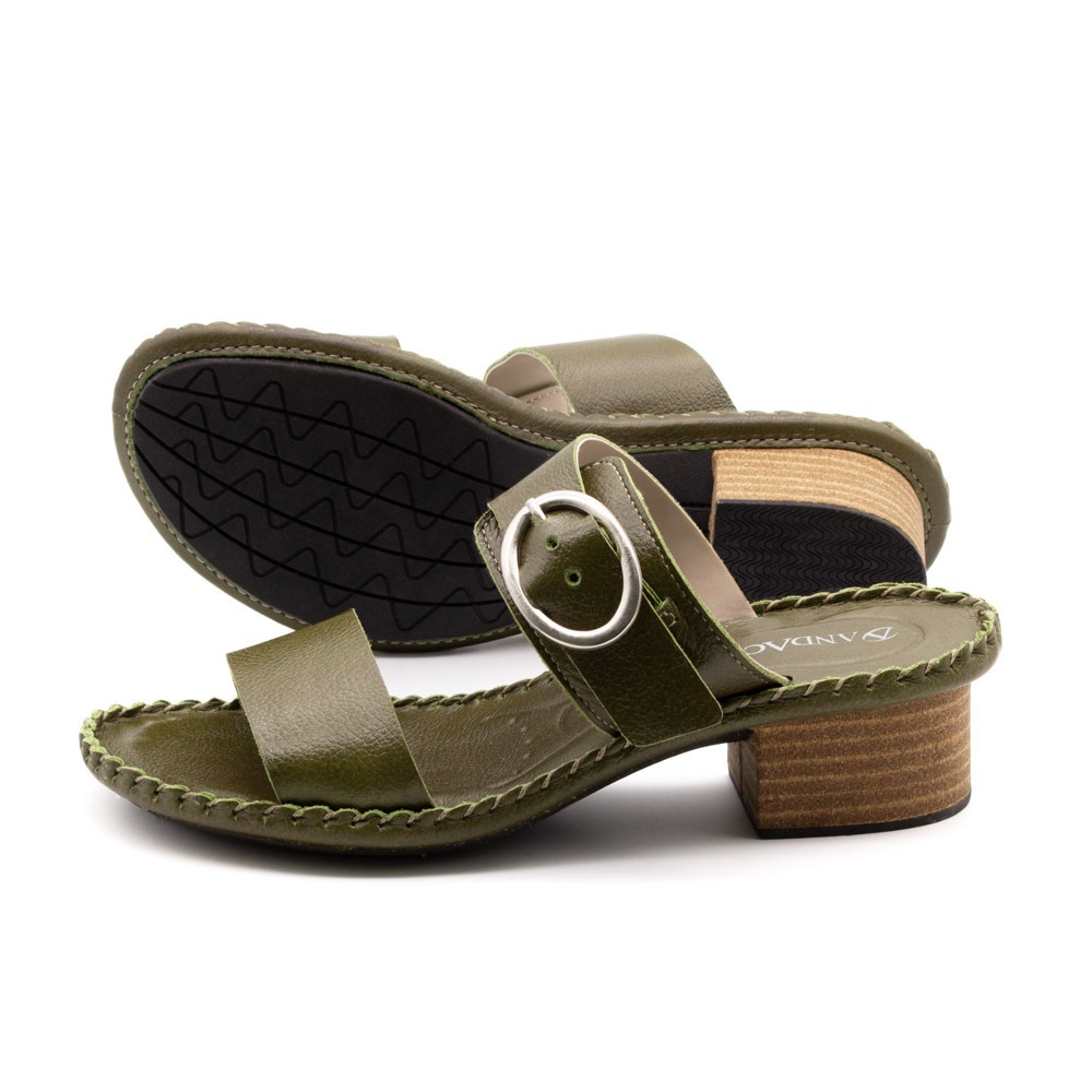 Sandália Salto Clarita em Couro Alfa Grass - 16128AG