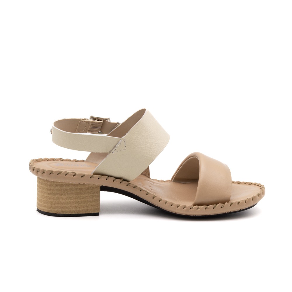 Sandália Salto Clarita em Couro Alfa Off White - 16126AO