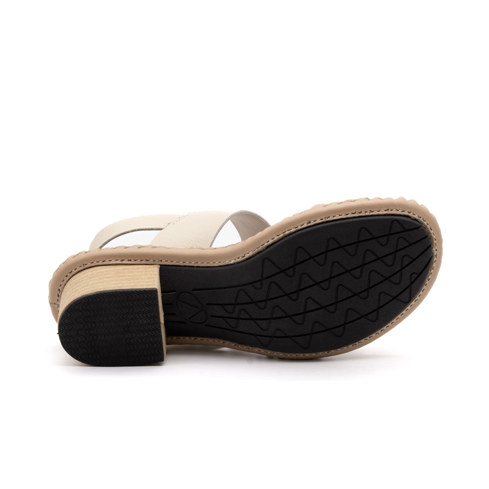 Sandália Salto Clarita em Couro Alfa Off White - 16126AO