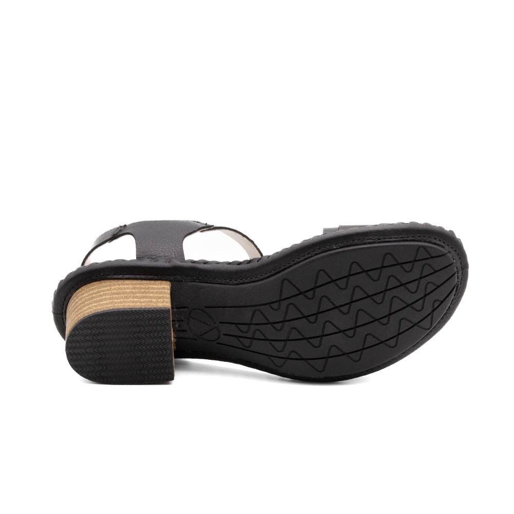 Sandália Salto Clarita em Couro Alfa Preto - 16135AP