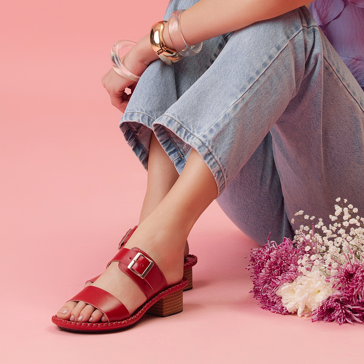 Sandália Salto Clarita em Couro Alfa Rubi - 16128AR