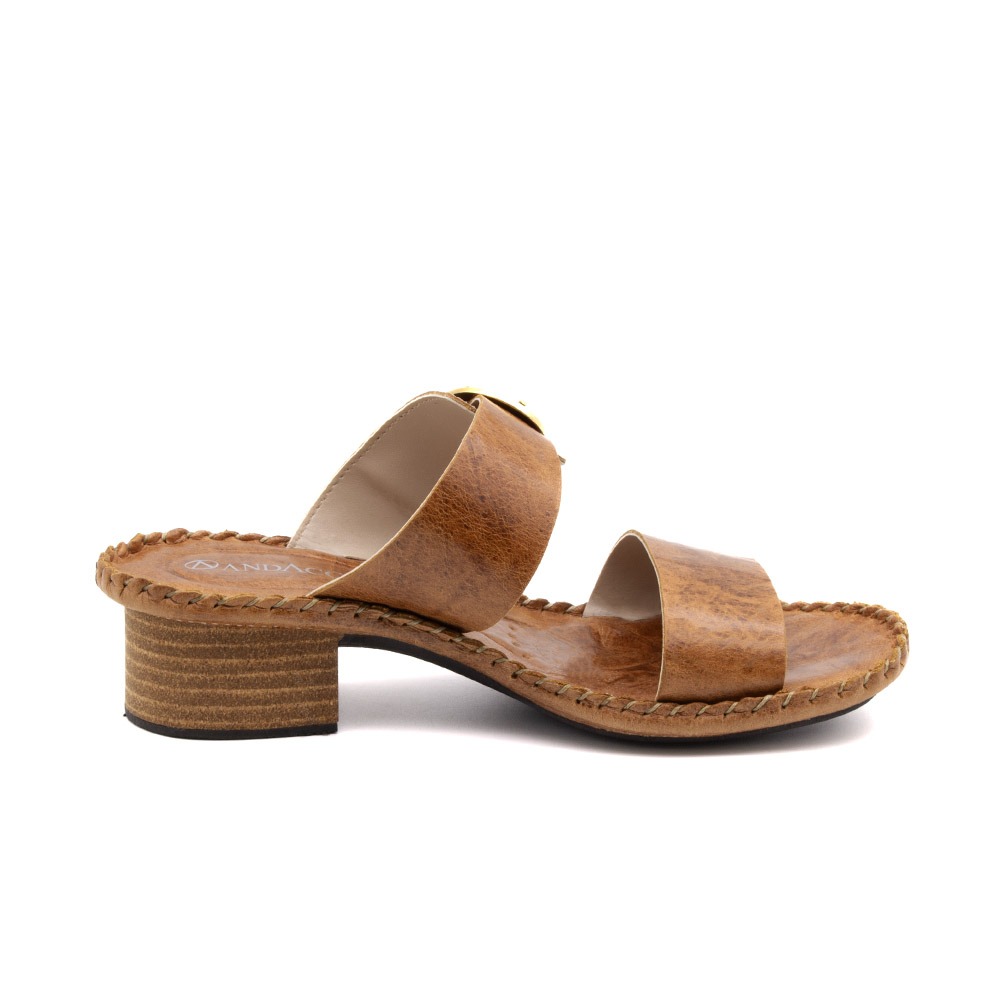 Sandália Salto Clarita em Couro Crush Caramelo - 16128CC