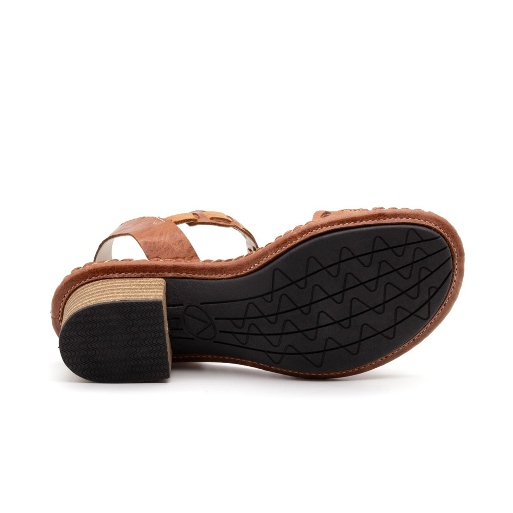 Sandália Salto Clarita em Couro Crush Rust - 16121CR Sandália Salto Clarita em Couro Crush Rust - 16121CR