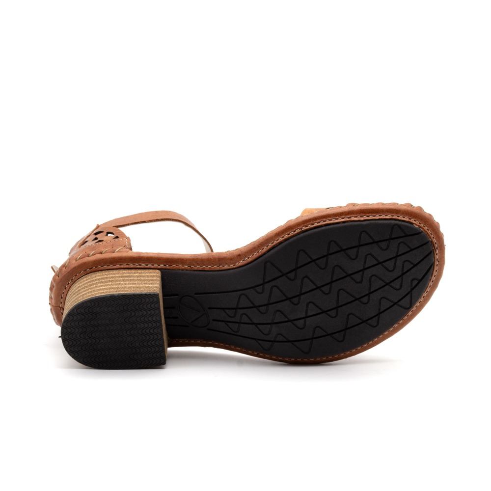 Sandália Salto Clarita em Couro Crush Rust - 16125CR Sandália Salto Clarita em Couro Crush Rust - 16125CR