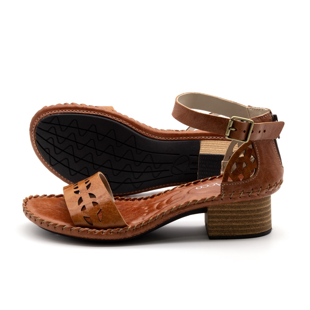 Sandália Salto Clarita em Couro Crush Rust - 16125CR Sandália Salto Clarita em Couro Crush Rust - 16125CR