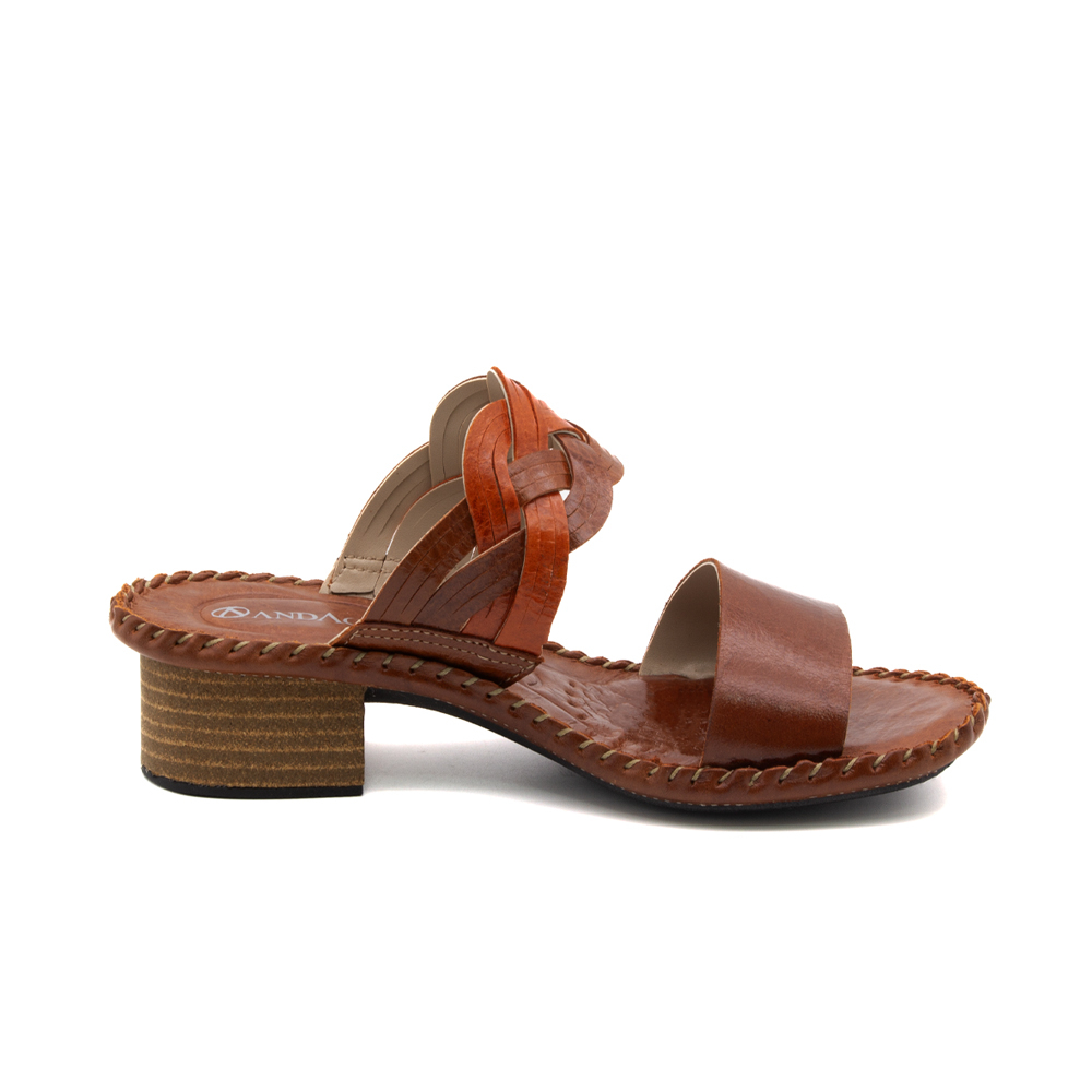 Sandália Salto Clarita em Couro Crush Rust - 16129CR Sandália Salto Clarita em Couro Crush Rust - 16129CR