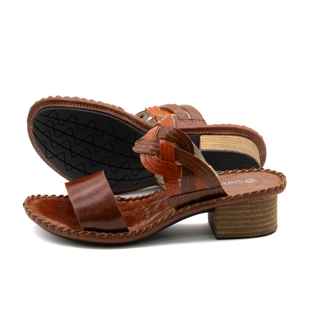 Sandália Salto Clarita em Couro Crush Rust - 16129CR Sandália Salto Clarita em Couro Crush Rust - 16129CR