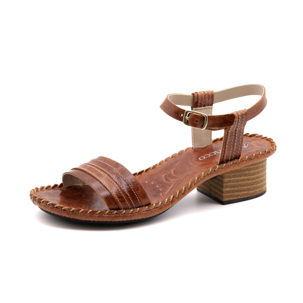 Sandália Salto Clarita em Couro Crush Rust - 16131CR