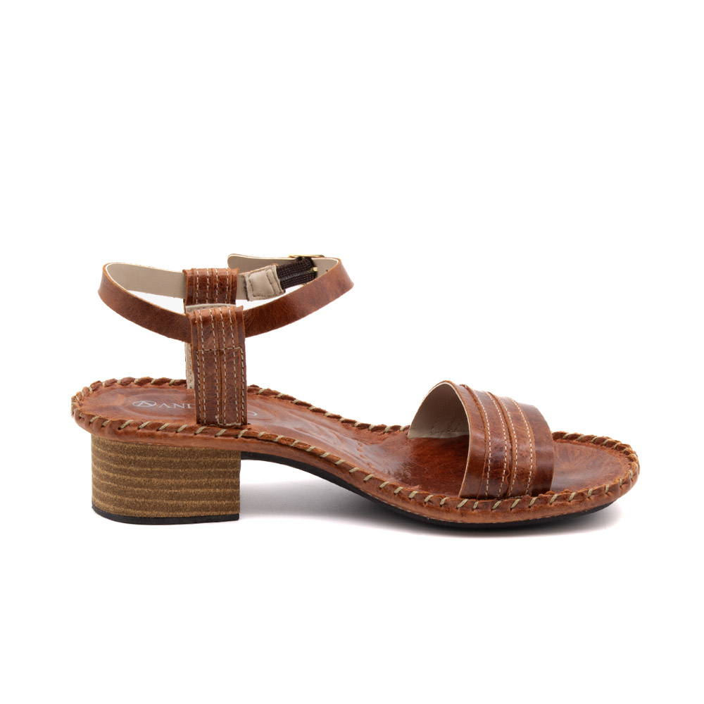 Sandália Salto Clarita em Couro Crush Rust - 16131CR