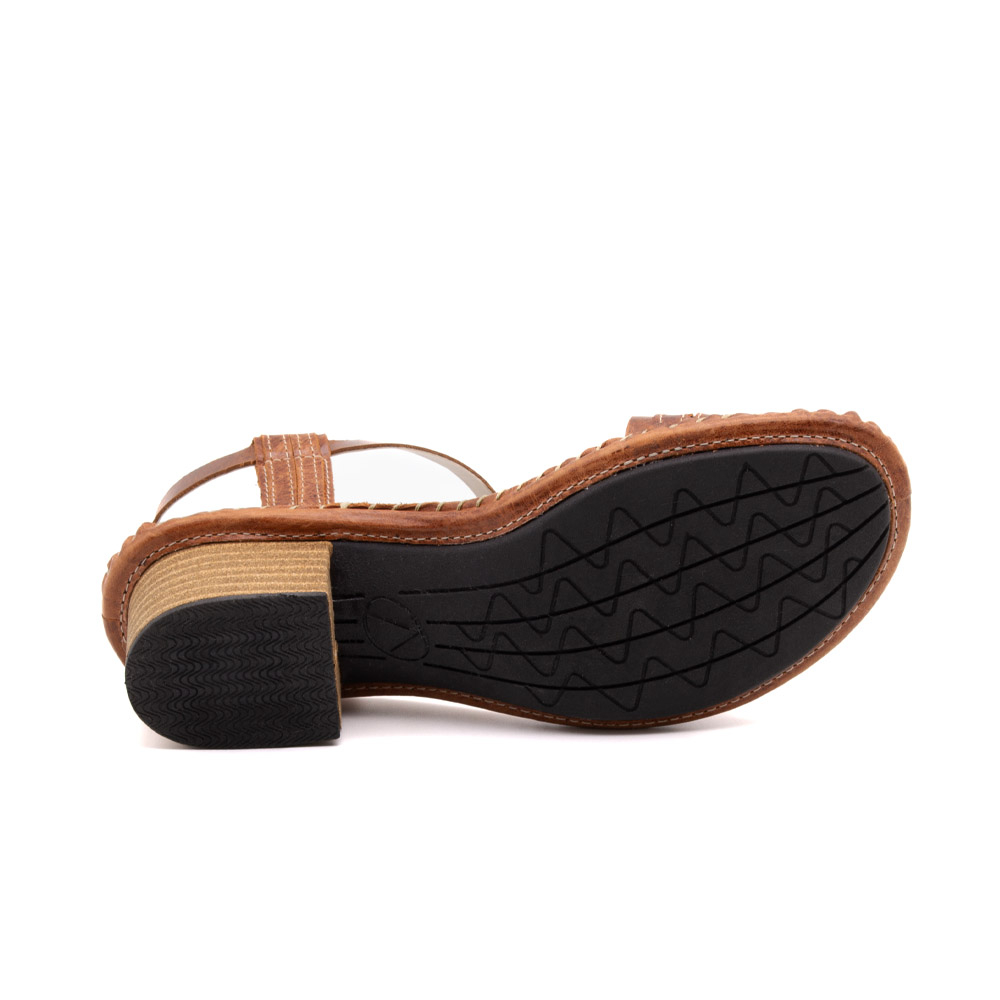 Sandália Salto Clarita em Couro Crush Rust - 16131CR
