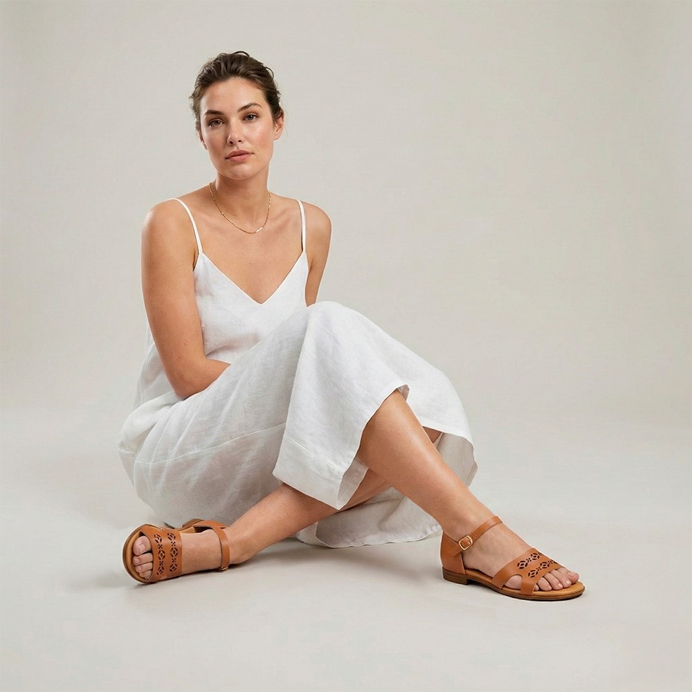 Sandália Rasteira Lisboa em Couro Alfa Sunset - 18152AS