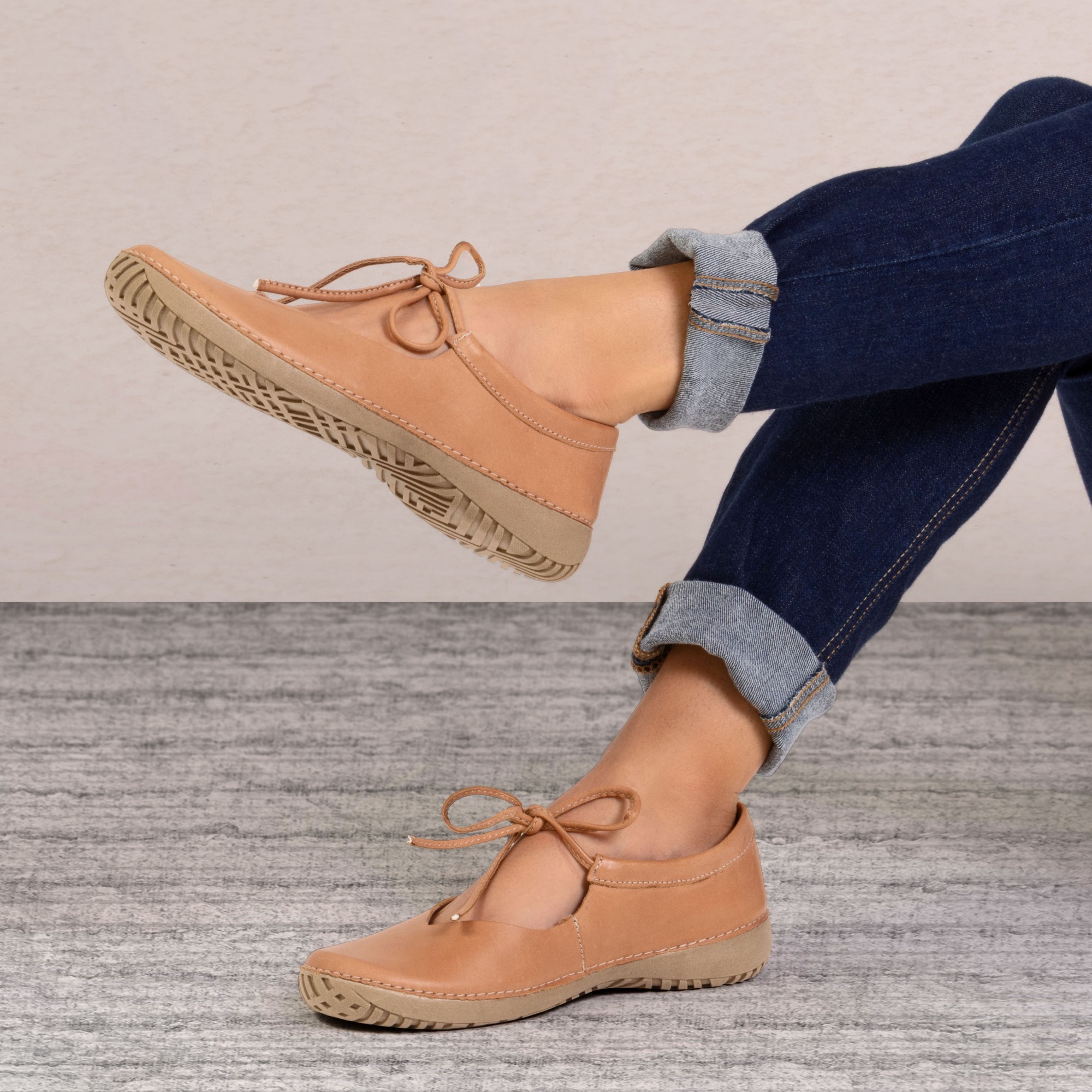 Sapatilha Feminina Lis em Couro Gales Camel - 6736GC