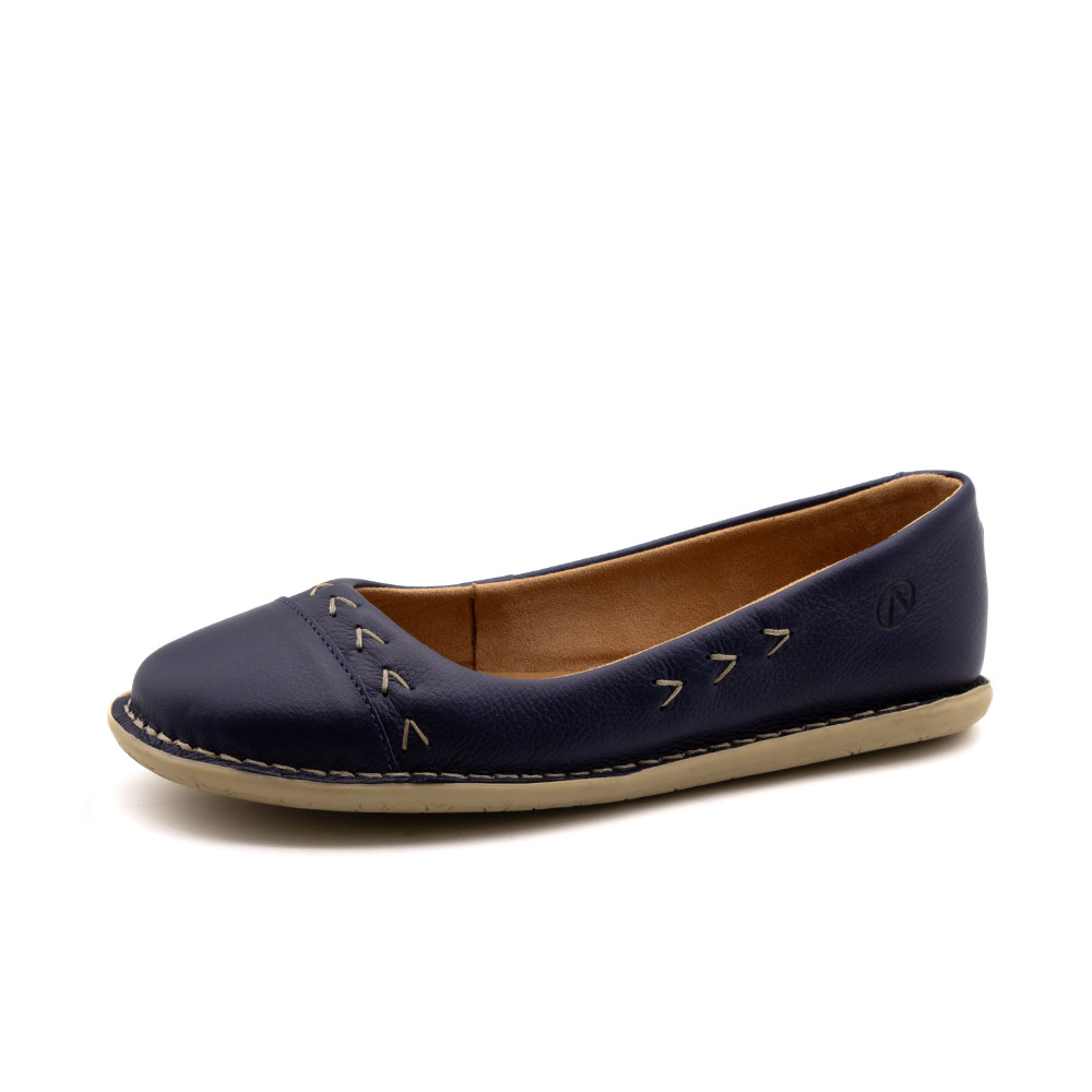 Sapatilha Feminina Siena em Couro Alfa Dark Blue - 6260AD