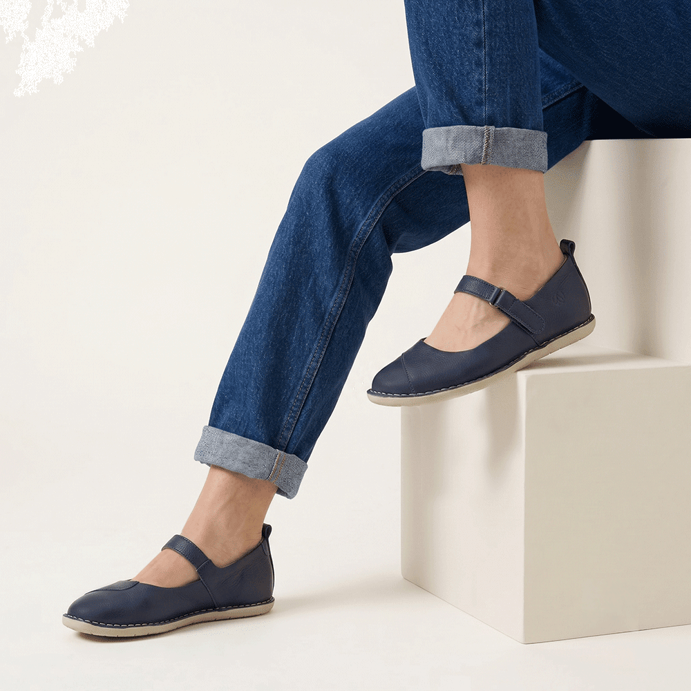 Sapatilha Feminina Siena em Couro Alfa Dark Blue - 6261AD