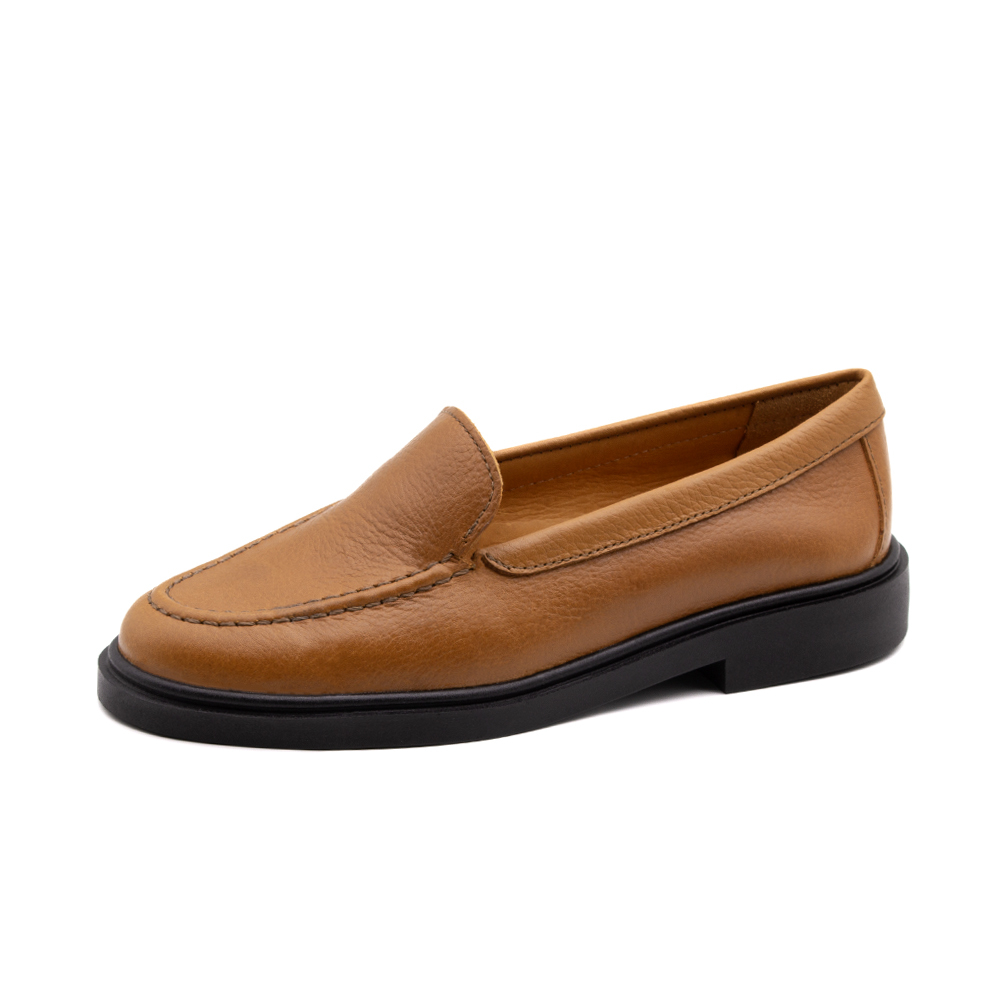 Sapato Feminino Loafer em Couro Alfa Camel - 3900AC