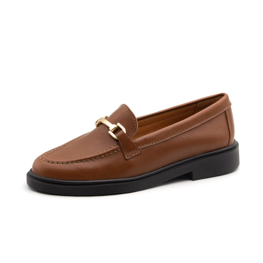 Sapato Feminino Loafer em Couro Alfa Conhaque - 3901AC Sapato Feminino Loafer em Couro Alfa Conhaque - 3901AC