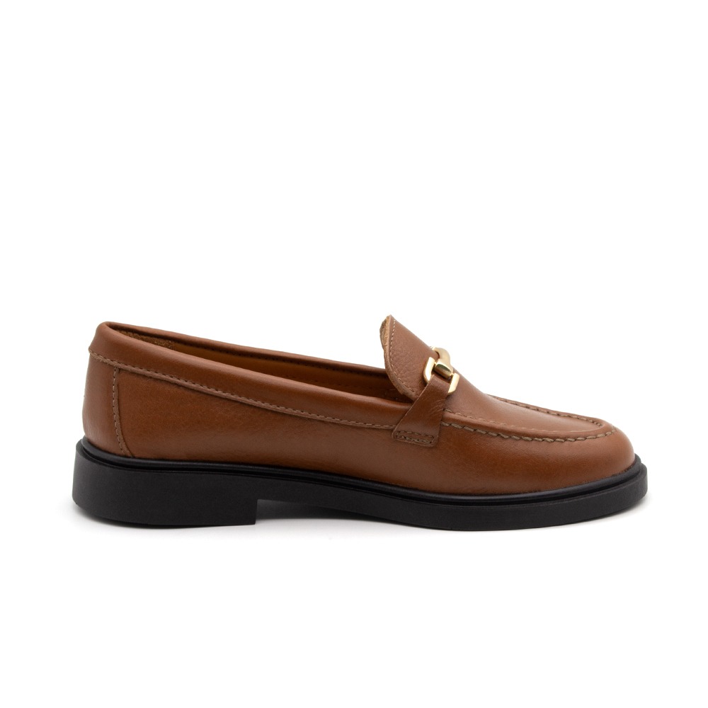 Sapato Feminino Loafer em Couro Alfa Conhaque - 3901AC Sapato Feminino Loafer em Couro Alfa Conhaque - 3901AC