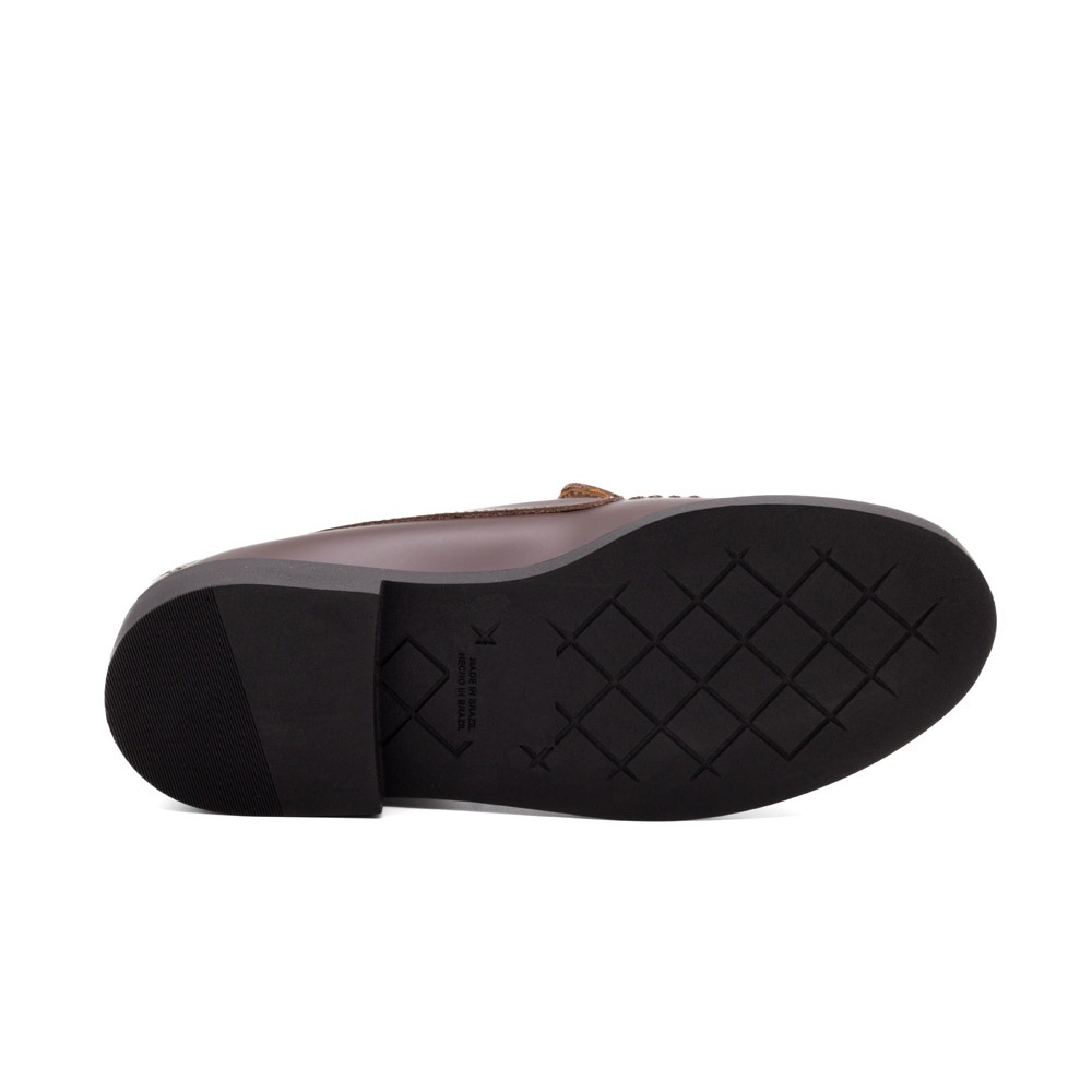 Sapato Feminino Loafer em Couro Box Marrom - 3900BM