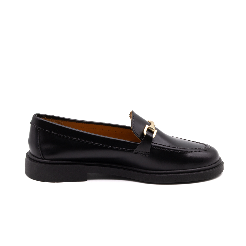 Sapato Feminino Loafer em Couro Box Preto - 3901BP