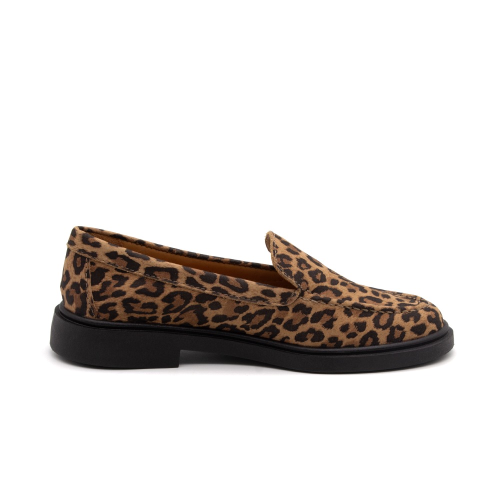 Sapato Feminino Loafer em Couro Nobuck Leopardo - 3900NL
