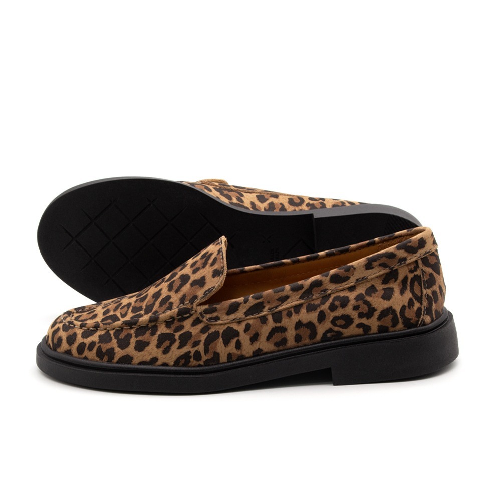 Mocassim Feminino Loafer em Couro Nobuck Leopardo - 3900NL | Loja