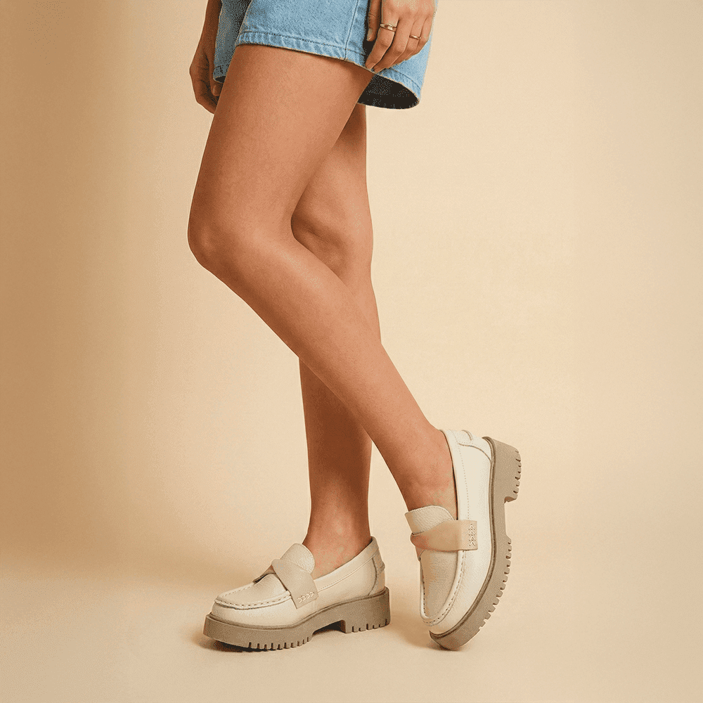 Sapato Feminino Santorini em Couro Alfa Off White - 4053AO