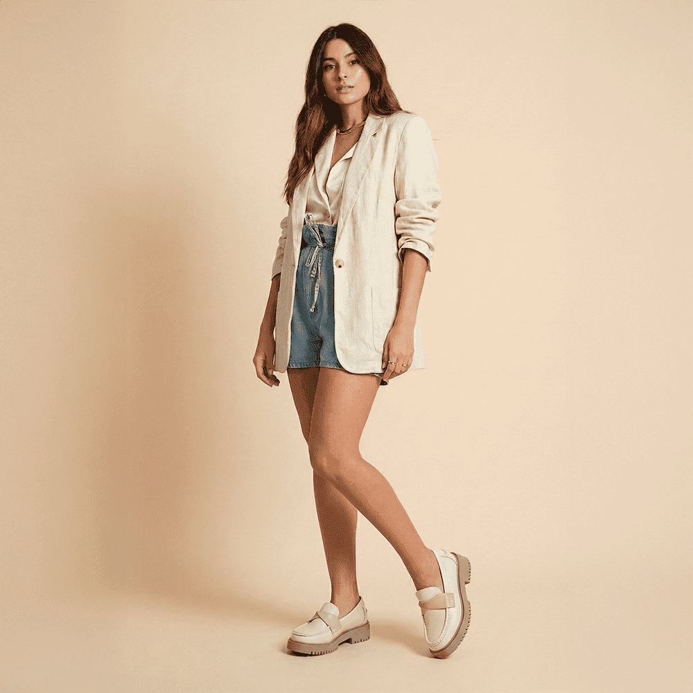 Sapato Feminino Santorini em Couro Alfa Off White - 4053AO