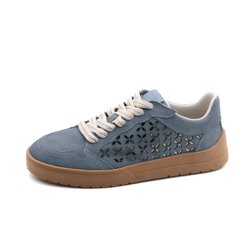 Tênis Aura em Couro Camurça Denim - 6805CDE Tênis Aura em Couro Camurça Denim - 6805CDE