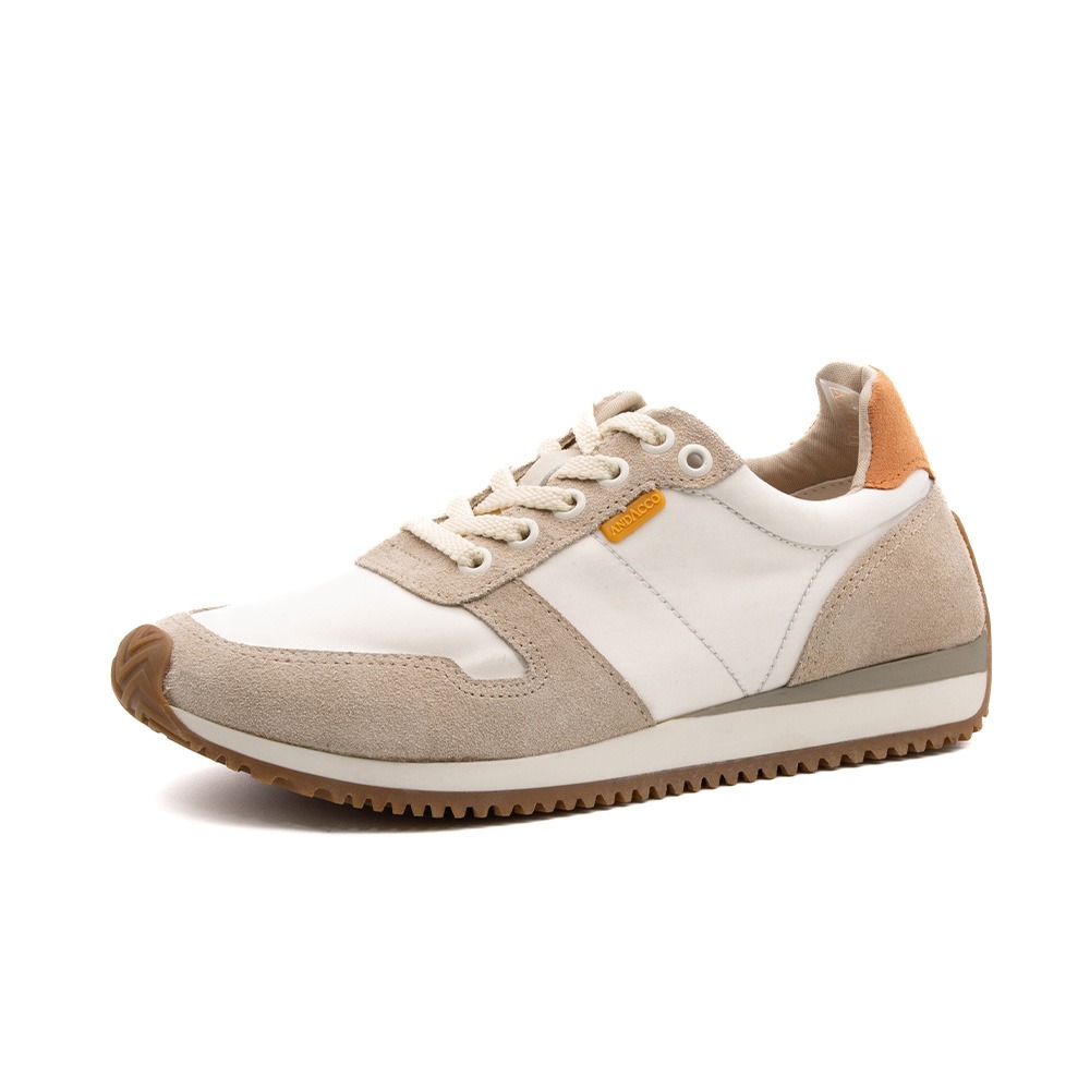 Tênis Feminino City em Nylon e Couro Branco e Bege - 5514NB