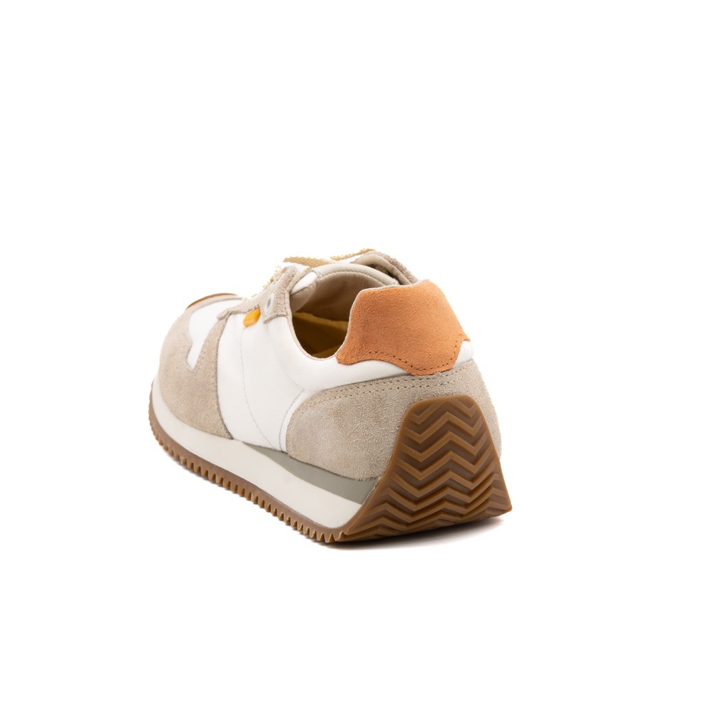 Tênis Feminino City em Nylon e Couro Branco e Bege - 5514NB
